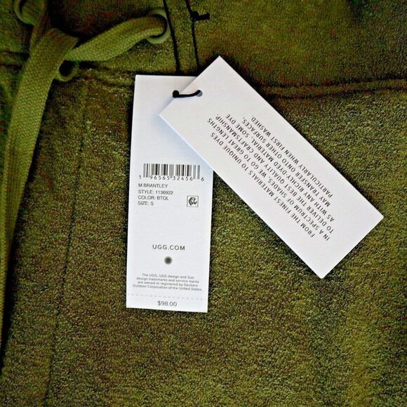 UGG 1136922 Men's Sz S Burnt Olive Green Brantley Brushed Terry Jogger Pants $98 - Picture 5 of 13